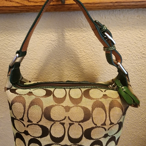 Coach Y2k Signature Canvas Blue Green Suede Ltd Ed F042-1598 - Picture 4 of 7